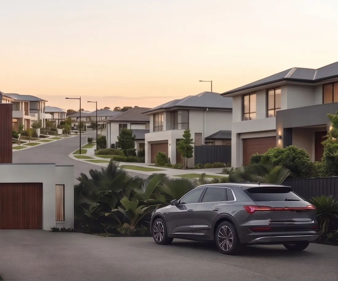 Casas nuevas en una urbanización de la costa